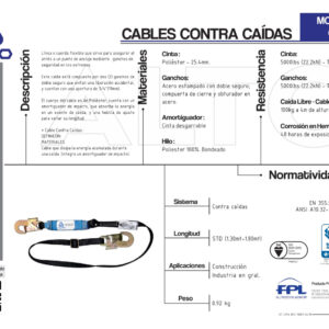 CABLE CONTRA CAIDAS AJUSTABLE GANCHO CHICO